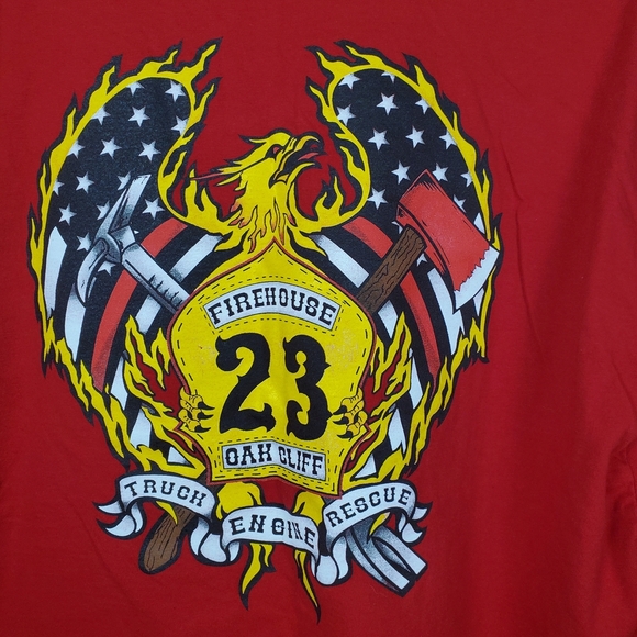 Firehouse Red Long Sleeve Tee. Oak Cliff 23. Firefighters. 2XL.  B0026 - Picture 6 of 10